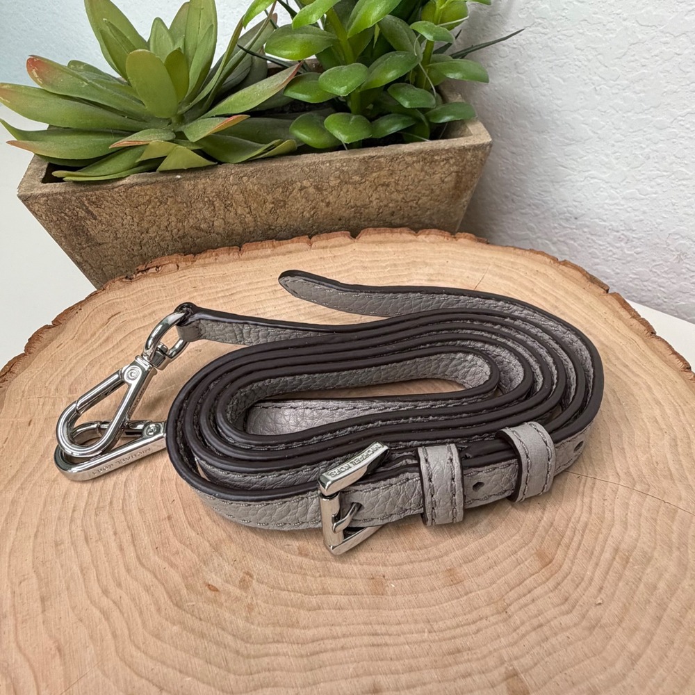 Michael Kors Handbag Strap Women Grey Pebbled Leather Adjustable Crossbody OS